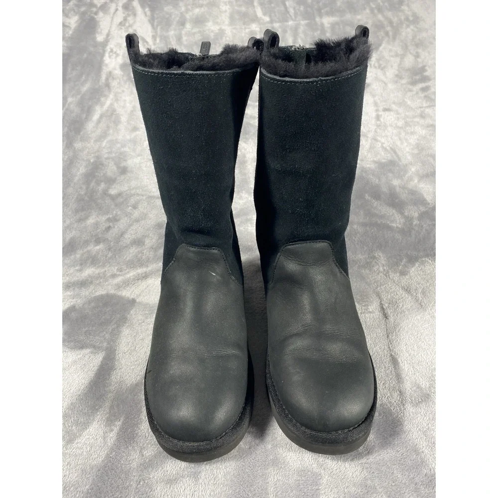Ugg Australia Tall Boots Kids Sz 4 Jesslyn Classic Black Suede Warm Sherpa Comfy